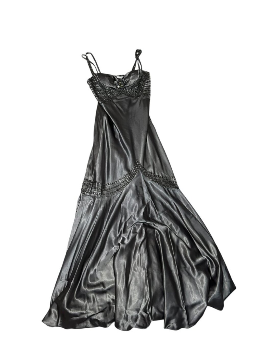 Camilla La Vie Elegant Silver Gray Statement Making Formal Gown - Picture 3 of 6
